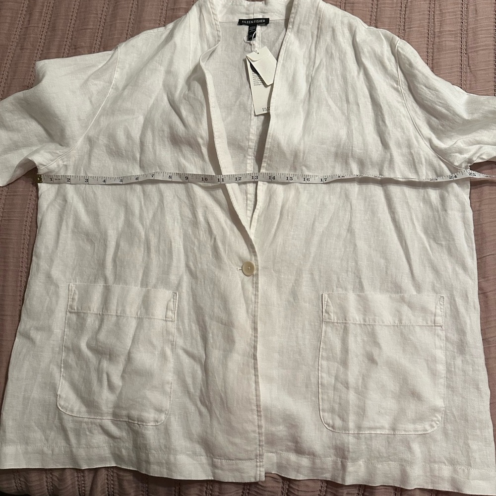 Eileen Fisher High Collar Organic Linen Jacket
NWT in White - Picture 10 of 13